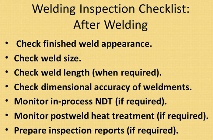 Welding Inspection Checklist